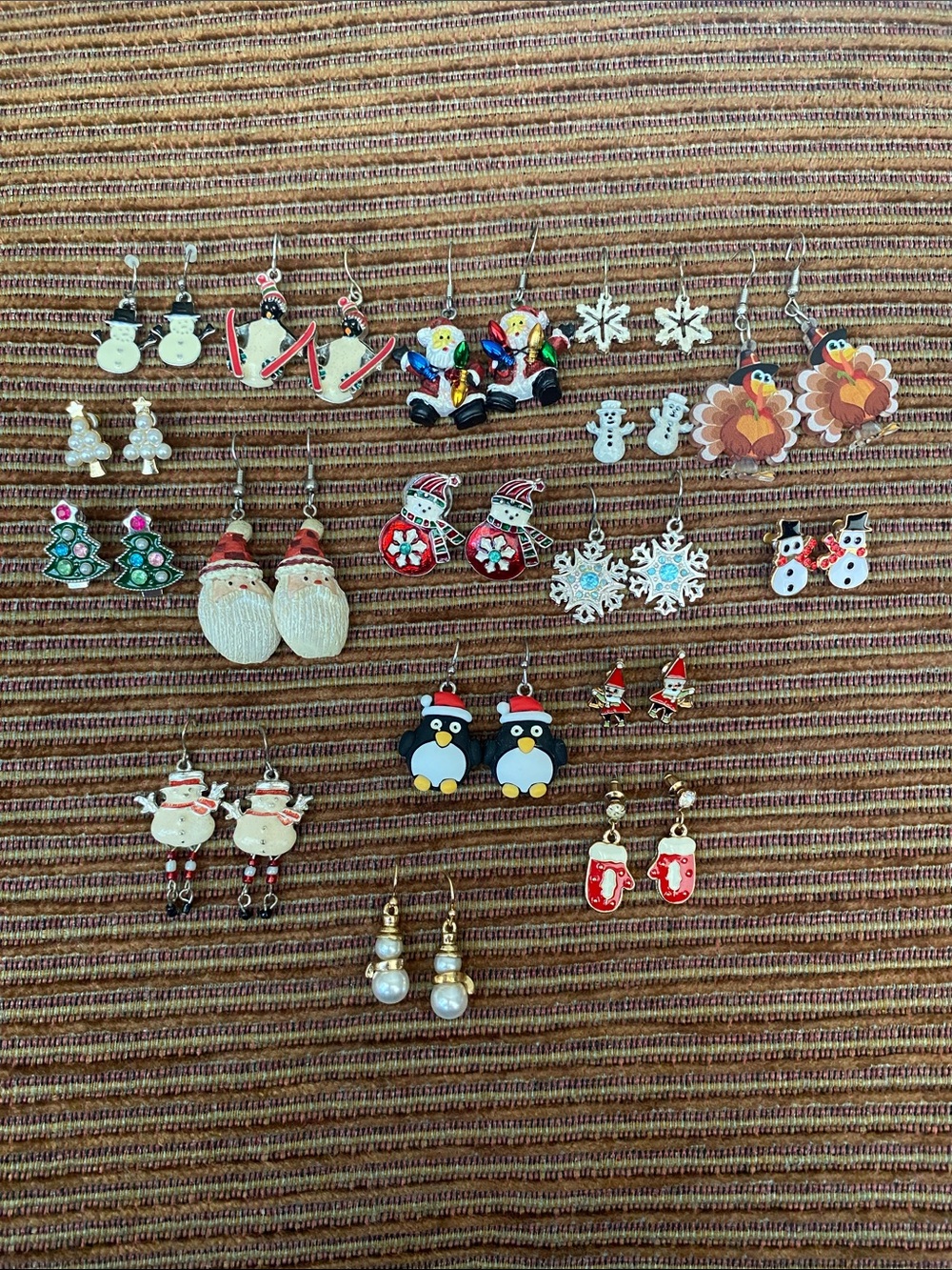 Holiday Penguin and Snowman Earrings Set in Multicolor - Unbranded